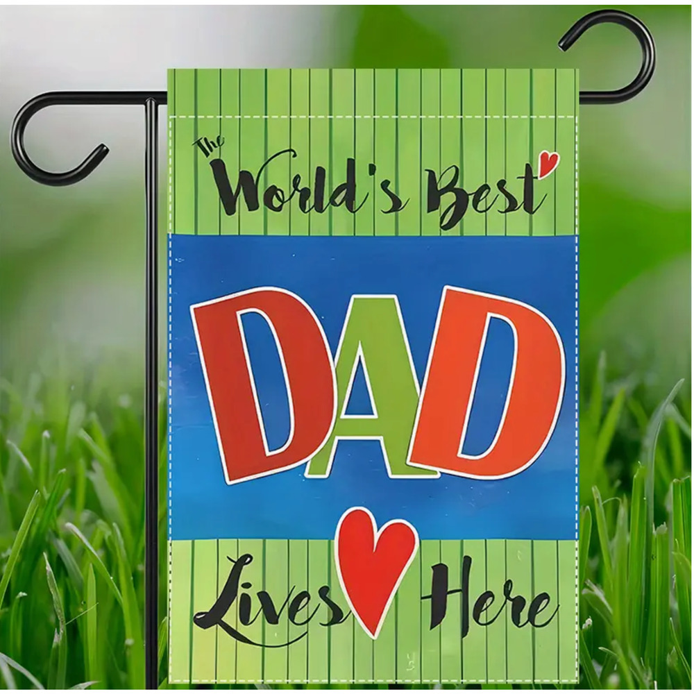 Happy Father's Day Dad Garden Flag-Double-Sided,12"x18", Quality Burlap